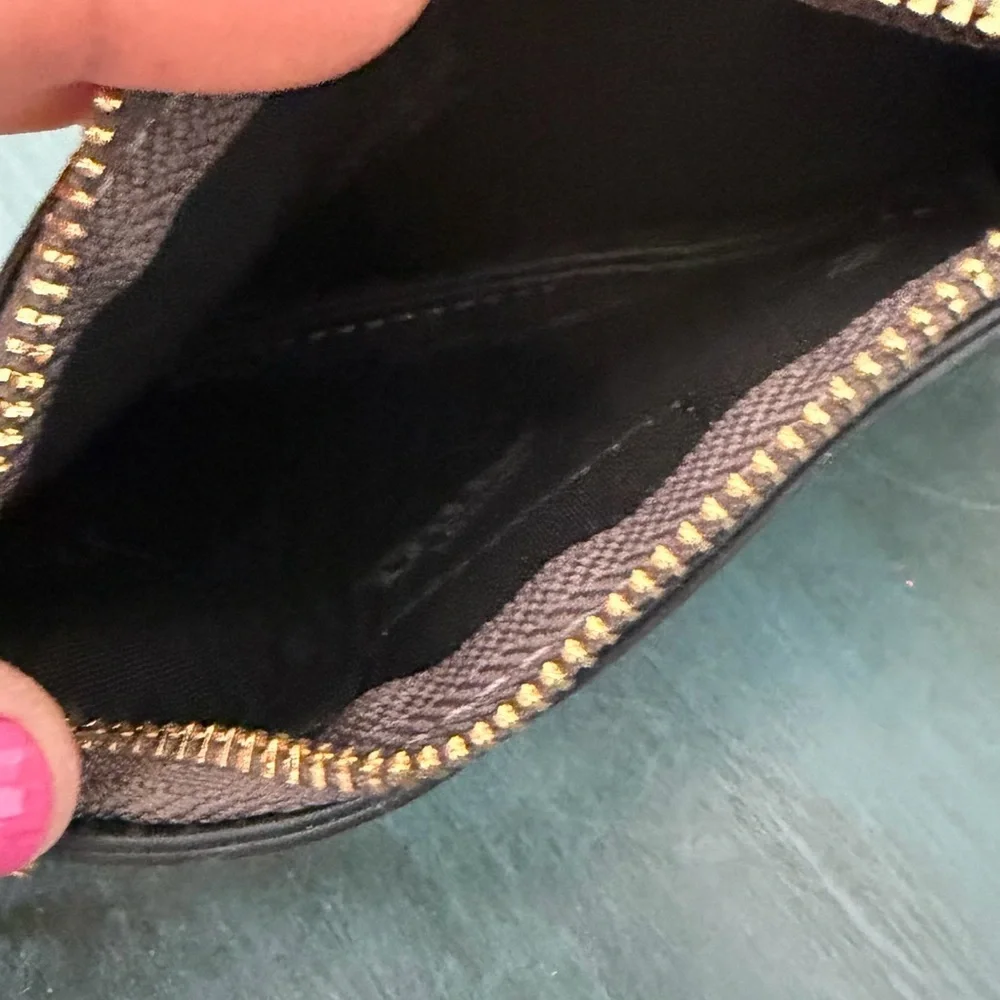 DUNE London coin purse with gold tone clasp chain grey taupe